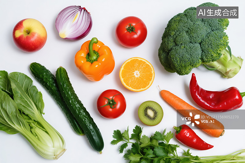 【AI数字艺术】多彩新鲜蔬菜水果大集合图片素材