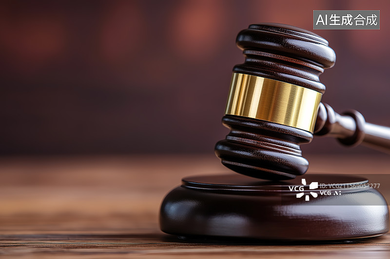 【AI数字艺术】木桌上的法槌和法律书籍图片素材