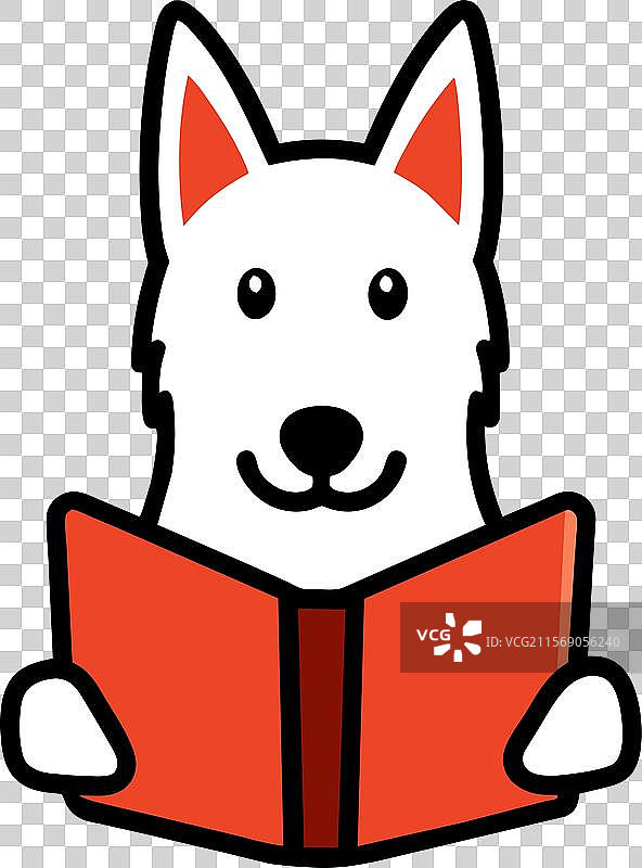 阅读图标的贝尔热皮卡犬图片素材