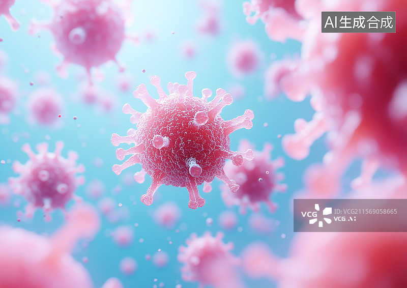【AI数字艺术】粉红色的3D卡通病毒图片素材