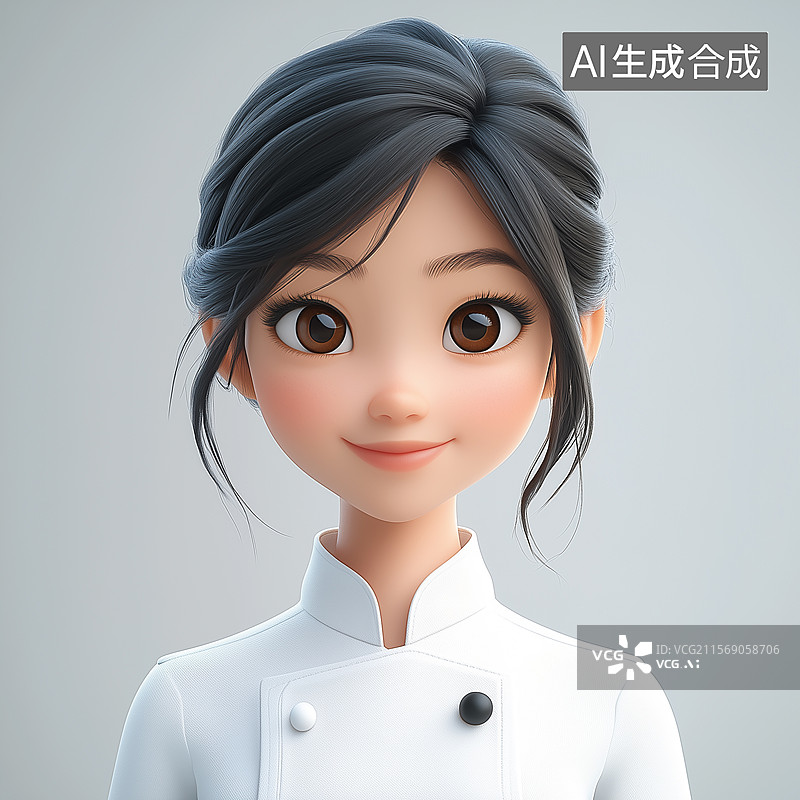 【AI数字艺术】3D卡通女厨师图片素材