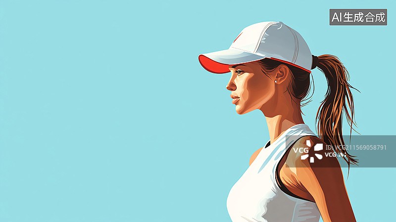 【AI数字艺术】运动风女性侧面形象图图片素材