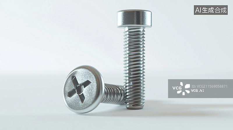 【AI数字艺术】金属质感螺丝钉特写图图片素材