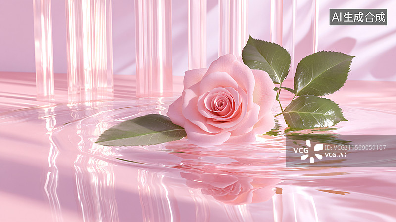 【AI数字艺术】粉色系玫瑰水影艺术图图片素材