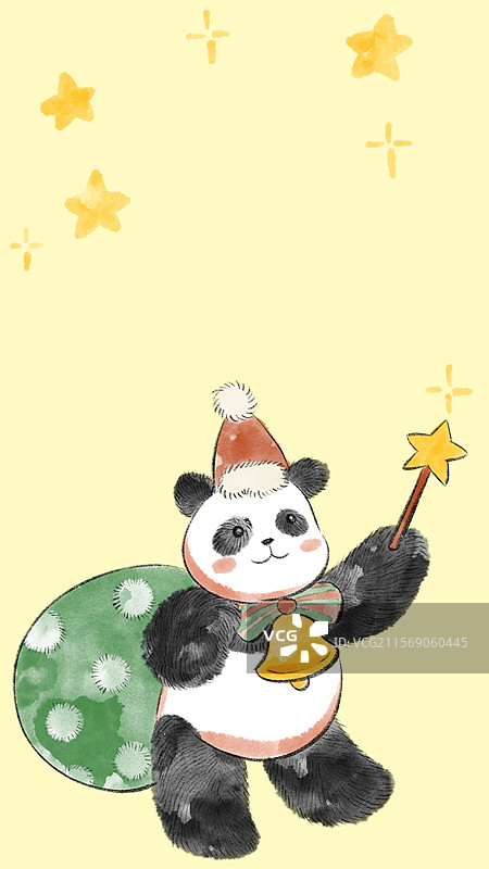 可爱熊猫圣诞插画壁纸图片素材