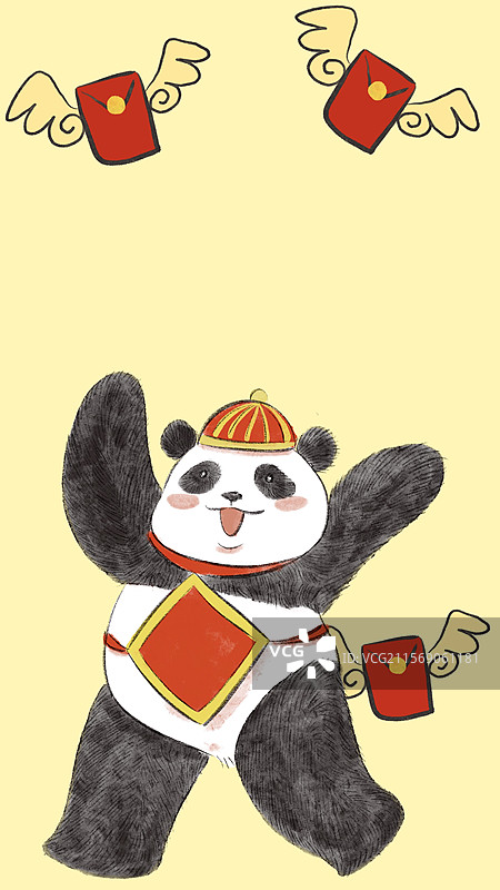 水墨风熊猫喜庆手机壁纸图片素材