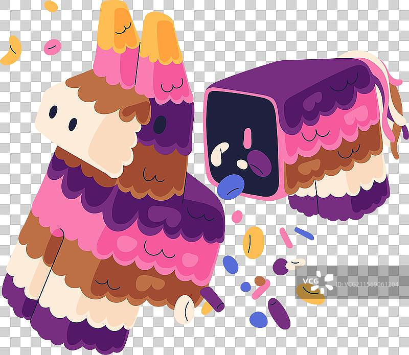 破损的彩色墨西哥纸制驴子玩具图片素材