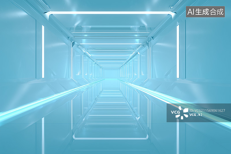 【AI数字艺术】蓝色抽象现代几何空间背景图片素材
