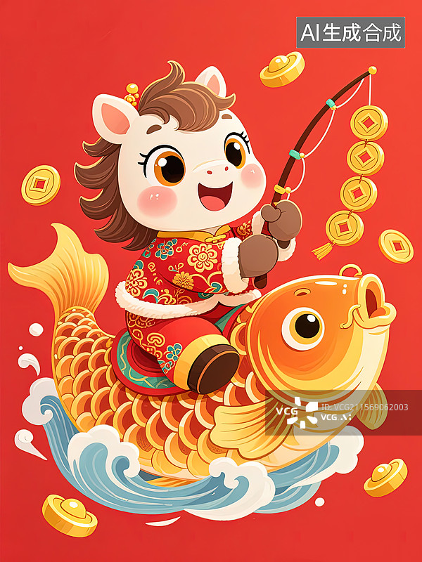 【AI数字艺术】骑鱼的可爱马儿图片素材