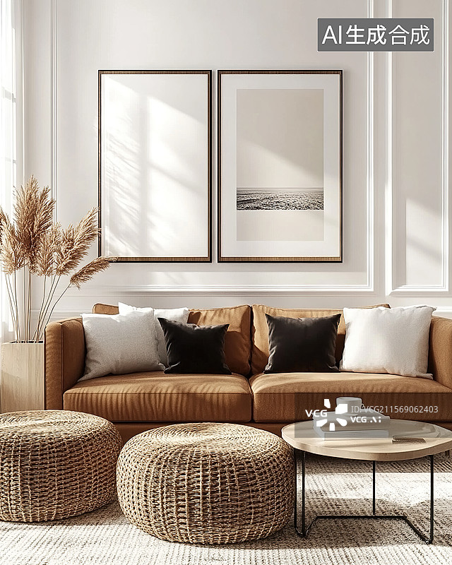 【AI数字艺术】现代极简风格客厅装饰图片素材