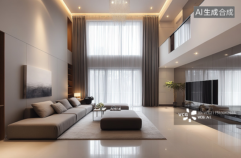 【AI数字艺术】现代极简客厅设计图片素材