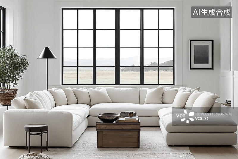 【AI数字艺术】现代乡村风格客厅图片素材