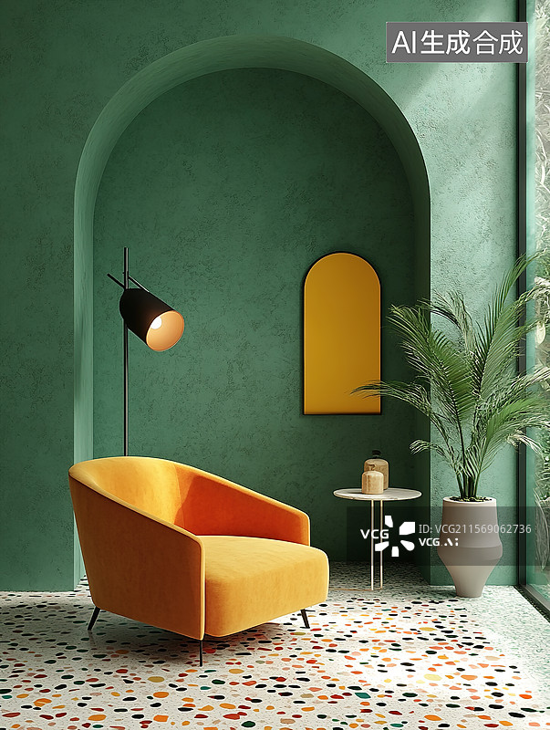 【AI数字艺术】时尚现代客厅设计图片素材