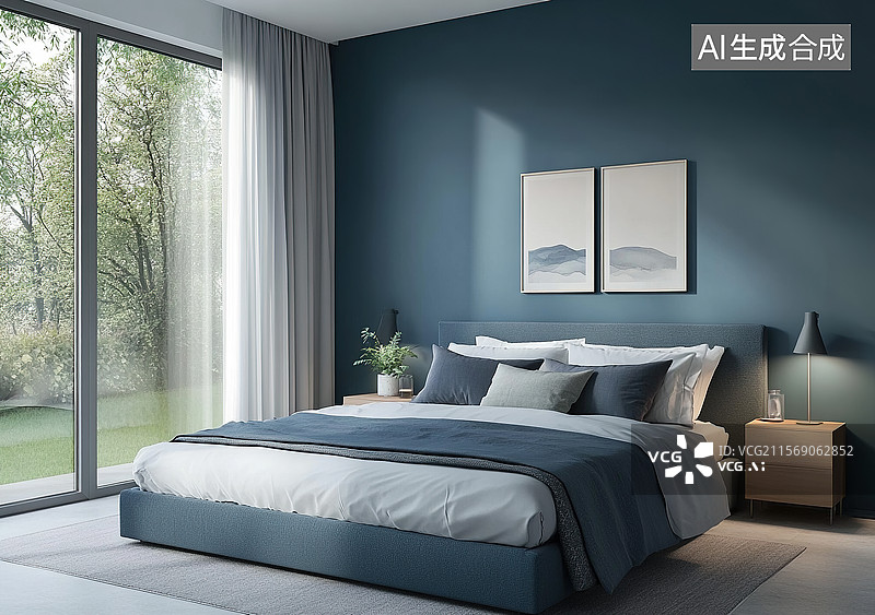 【AI数字艺术】现代庭院卧室图片素材