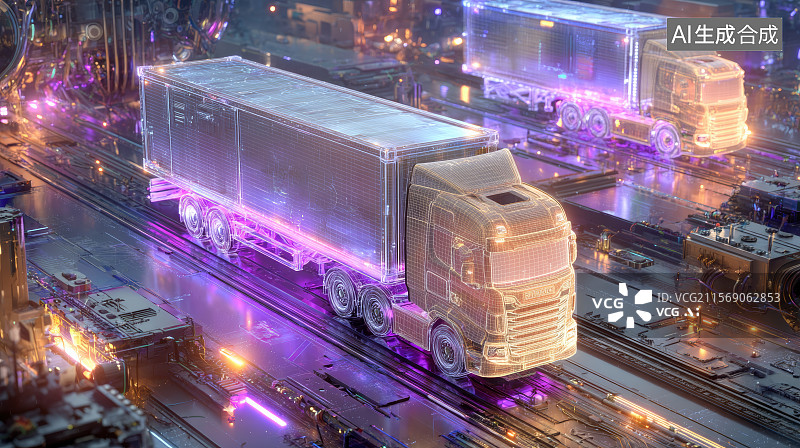 【AI数字艺术】未来智能货运，智能快递，运输图片素材