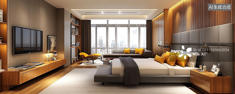 【AI数字艺术】现代奢华卧室设计图片素材