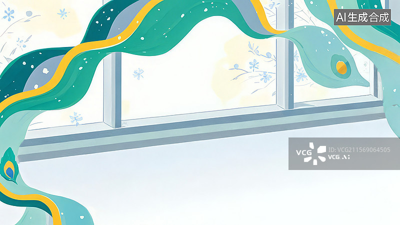 【AI数字艺术】冬季窗边的抽象图案图片素材