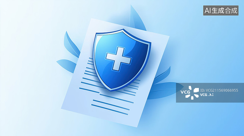 【AI数字艺术】医疗文件与盾牌图标图片素材