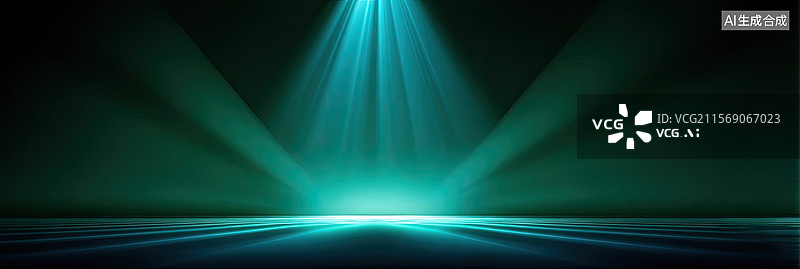 【AI数字艺术】剧院内舞台与灯光娱乐节目抽象几何绿色白色线条科技新年节日购物节科技年会未来派设计商业海报汽车广告背景图片素材