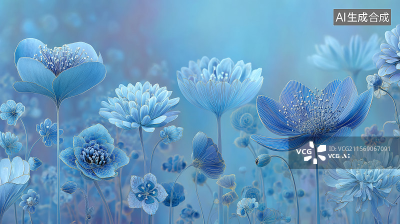 【AI数字艺术】蓝紫色的花图片素材