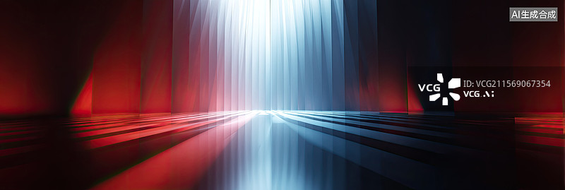 【AI数字艺术】剧院内舞台与灯光娱乐节目抽象几何时尚红色蓝色新年节日购物节科技年会未来派设计商业海报汽车广告背景图片素材