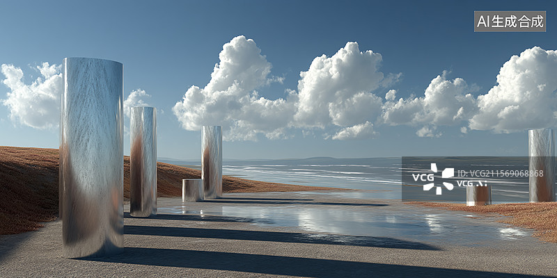 【AI数字艺术】户外艺术装置，汽车广告背景图图片素材