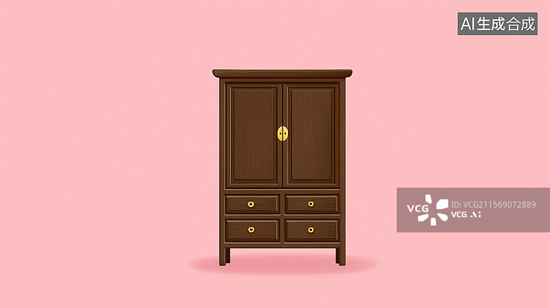 【AI数字艺术】中式棕红双门柜图片素材