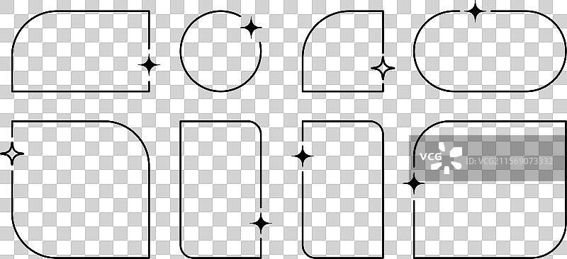 Y2K风格的细框架，空白边框，带有闪光效果图片素材
