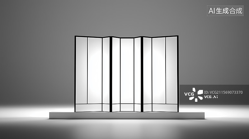 【AI数字艺术】灰色背景简约白色屏风图图片素材