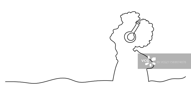 戴着耳机的男人在白色背景上。图片素材