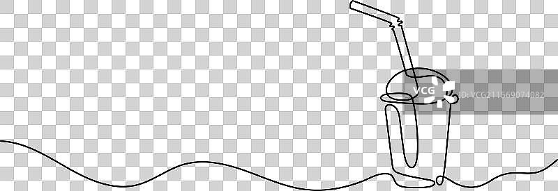 连续一笔画的冷饮玻璃杯图片素材