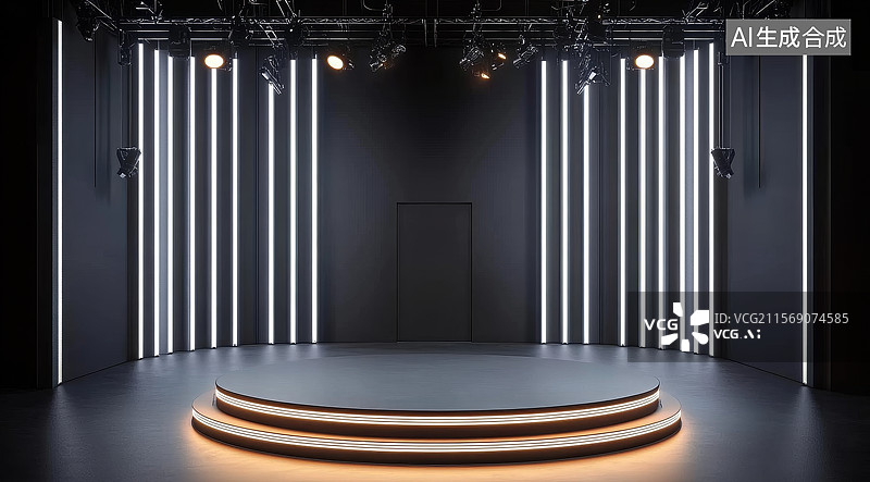 【AI数字艺术】现代舞台灯光布置图片素材