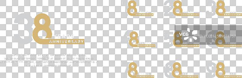 金银色周年纪念标志风格套装图片素材