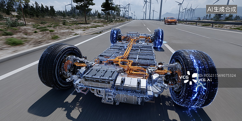 【AI数字艺术】新能源电动汽车，汽车底盘、三电系统图片素材