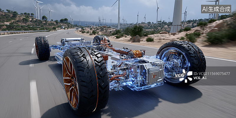 【AI数字艺术】新能源电动汽车，汽车底盘、三电系统图片素材