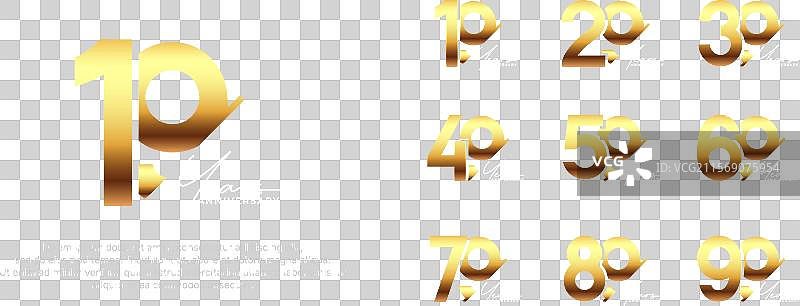 金色和白色的周年纪念标志风格套件图片素材