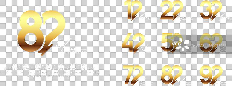 金色和白色的周年纪念标志风格套件图片素材