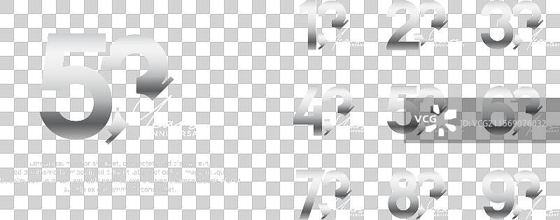 银色和白色的周年纪念标志风格套件图片素材