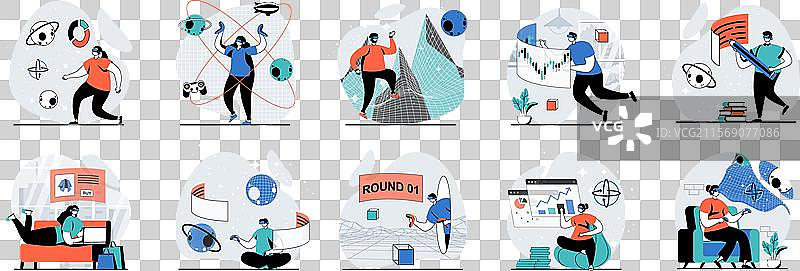 元宇宙网络概念与人群场景大集合图片素材