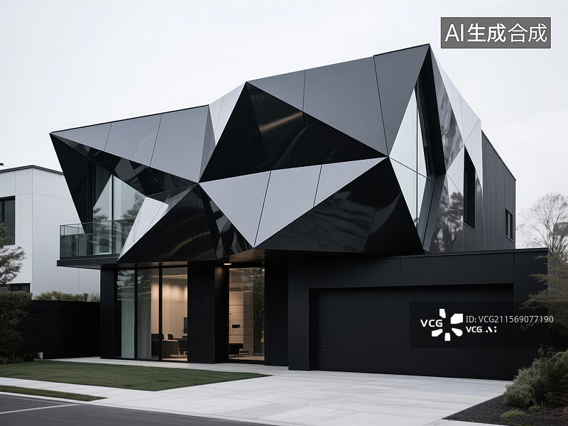 【AI数字艺术】现代几何形状建筑图片素材