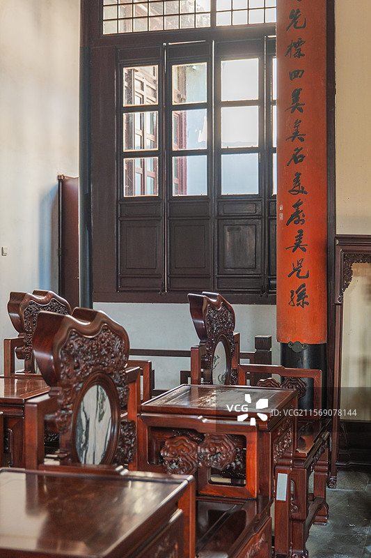 苏州园林曲园传统中式古典室内家具图片素材