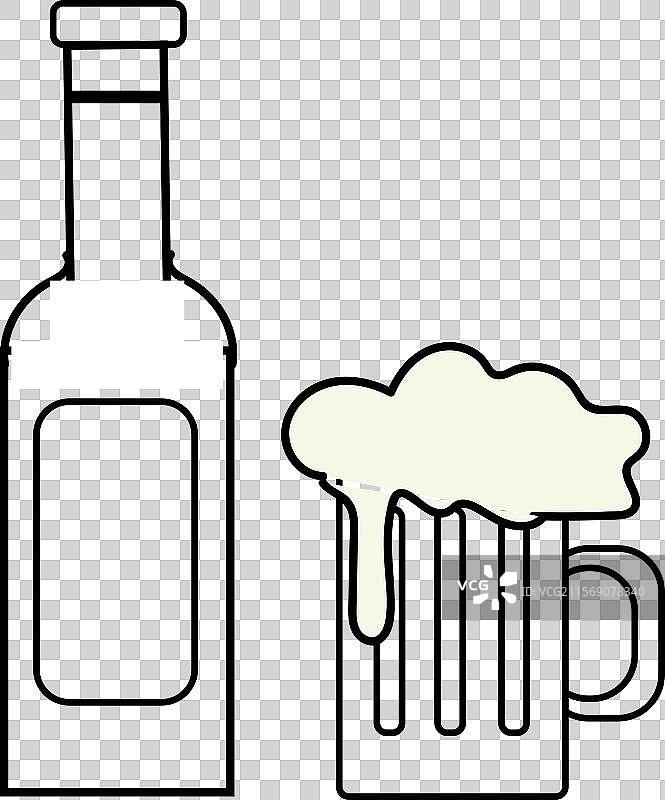 设计用的啤酒瓶和啤酒杯图标图片素材