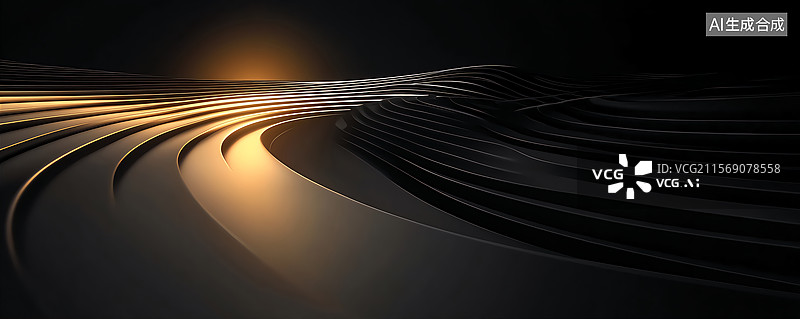 【AI数字艺术】黑金波纹线螺旋漩涡科技背景图片素材