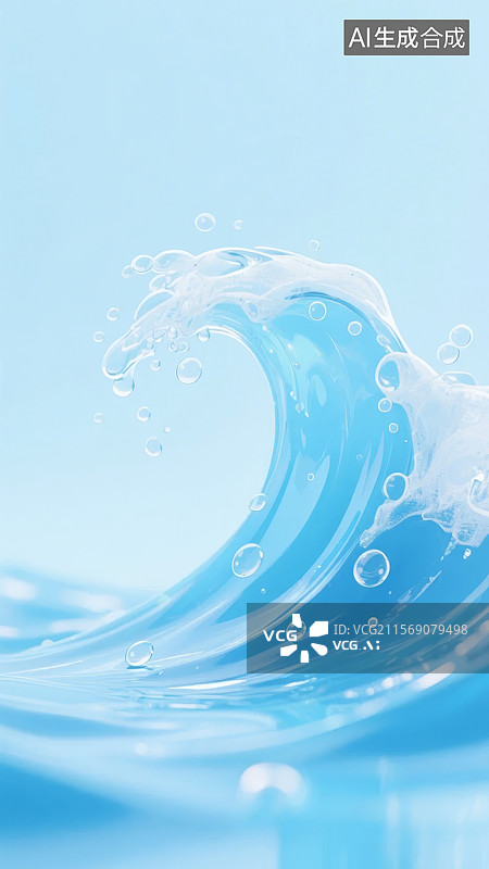 【AI数字艺术】蓝色水波图片素材