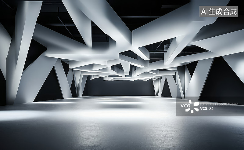 【AI数字艺术】现代建筑结构的抽象展示图片素材