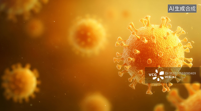 【AI数字艺术】显微镜下的冠状病毒粒子图片素材