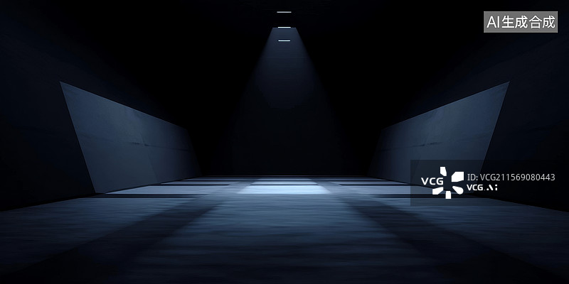 【AI数字艺术】暗室中的聚光灯效果图片素材