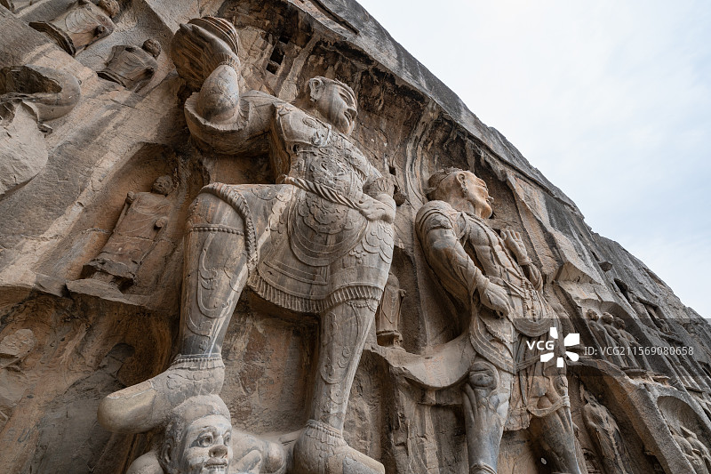 河南洛阳龙门石窟景区造像局部图片素材
