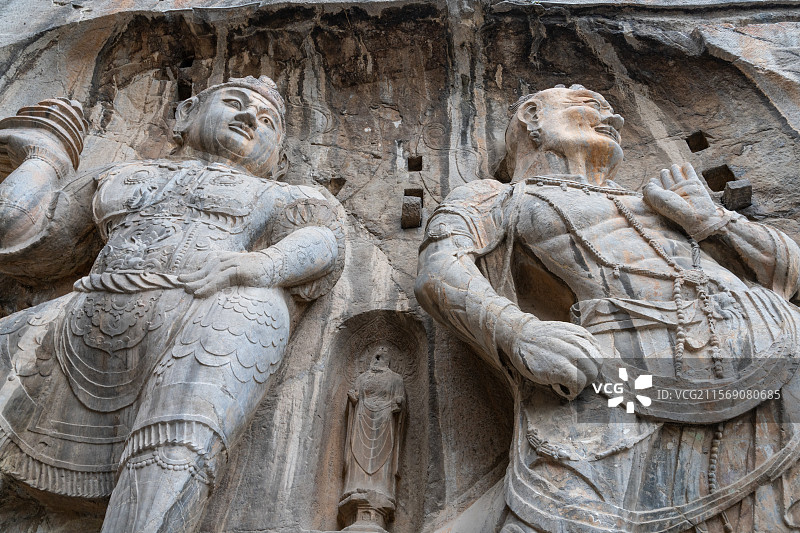河南洛阳龙门石窟景区造像局部图片素材