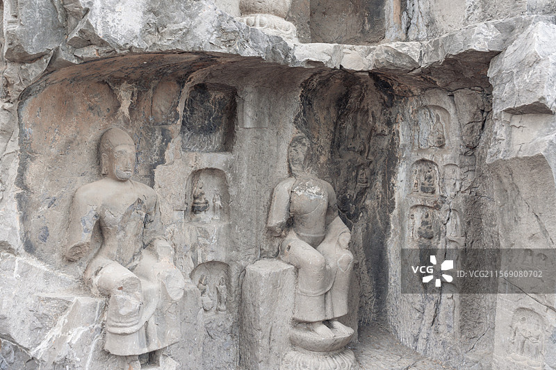 河南洛阳龙门石窟景区造像局部图片素材